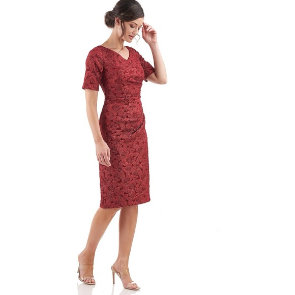 JS Collections Women's Gianna Knee Length Dress In Red‎ Size 4 Wedding Cocktail - Picture 10 of 10